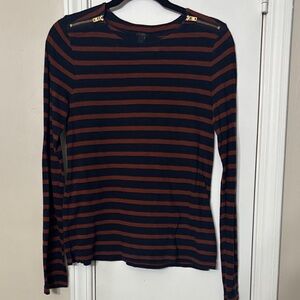 J.Crew Striped Zipper Tee Shirt
